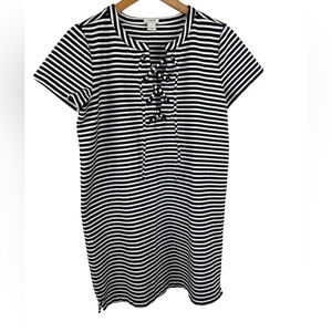 J Crew mini dress. Short sleeve with navy and white stripes. Cute and casual!